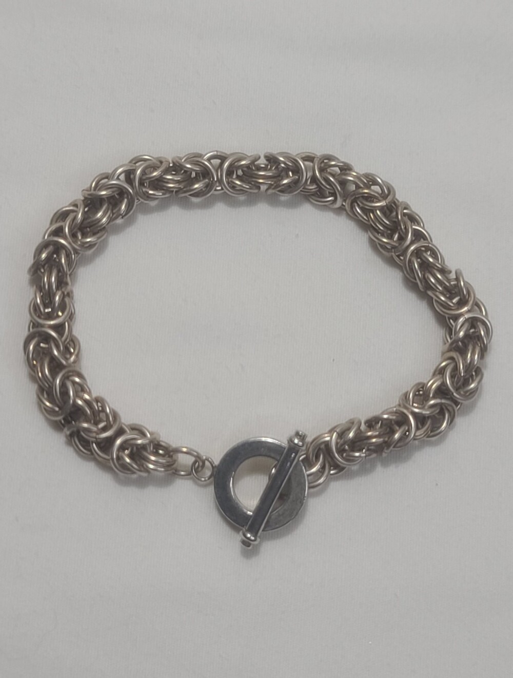 Byzantine Silver Tone Toggle Chain Bracelet